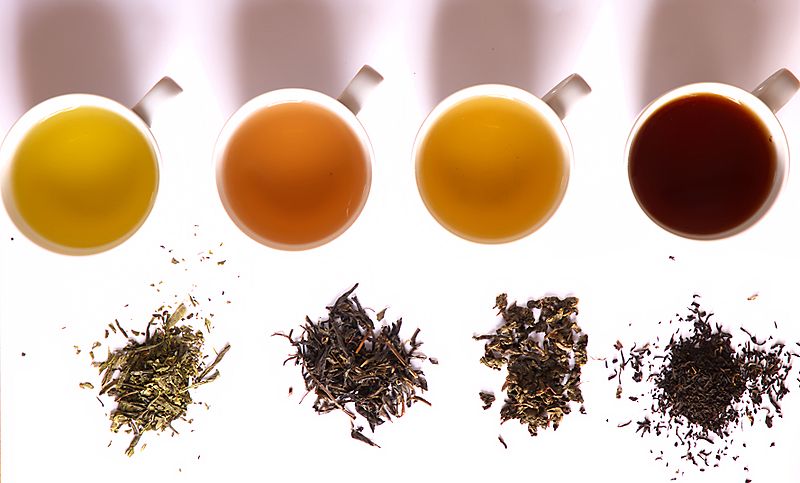 Thés vert, jaune, Oolong et noir